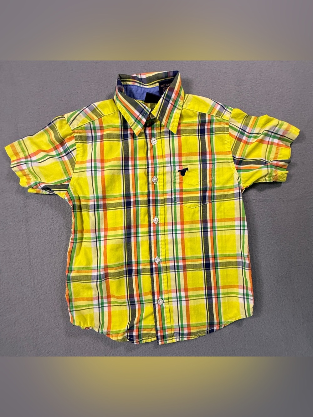 Wrangler Yellow Plaid Short-Sleeve Button-Down Shirt